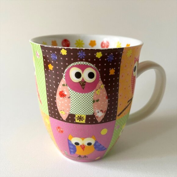 Owls Mug Cute Colorful Retro Large Coffee Mug 16 oz - Picture 8 of 9